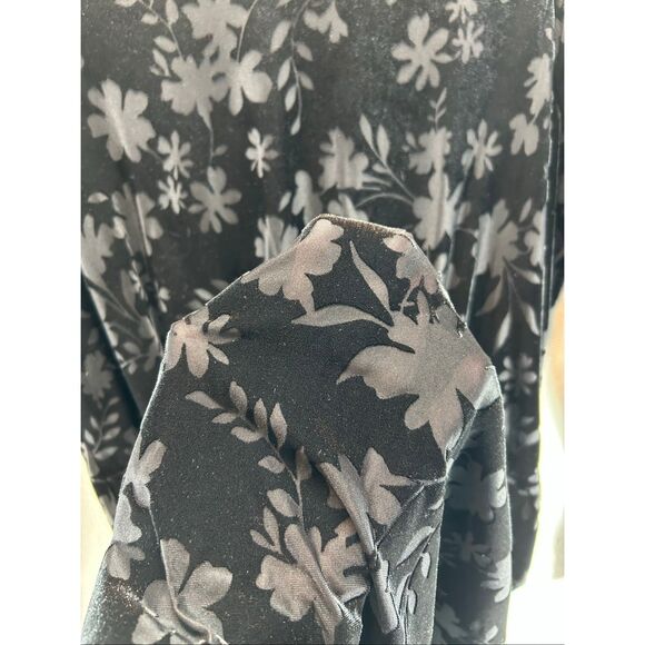 Calvin Klein Women’s 16W Black Floral Burnout Velvet Long Sleeve A-Line Dress - Picture 7 of 12